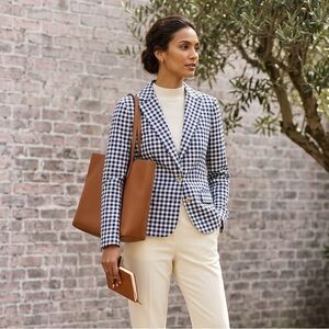 Chadwicks size 18 blue gingham plaid stretch blazer jacket